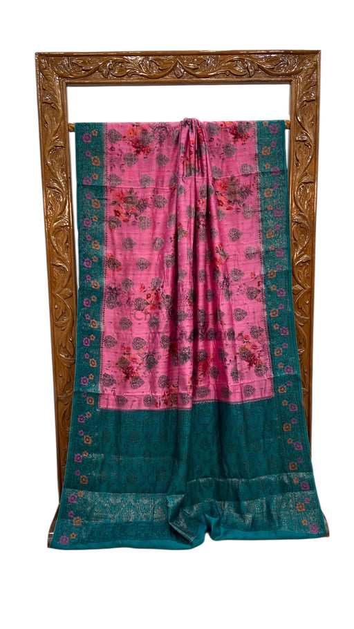 Pure Chiniya Silk Handloom Banarasi Saree Digital Print - The Handlooms
