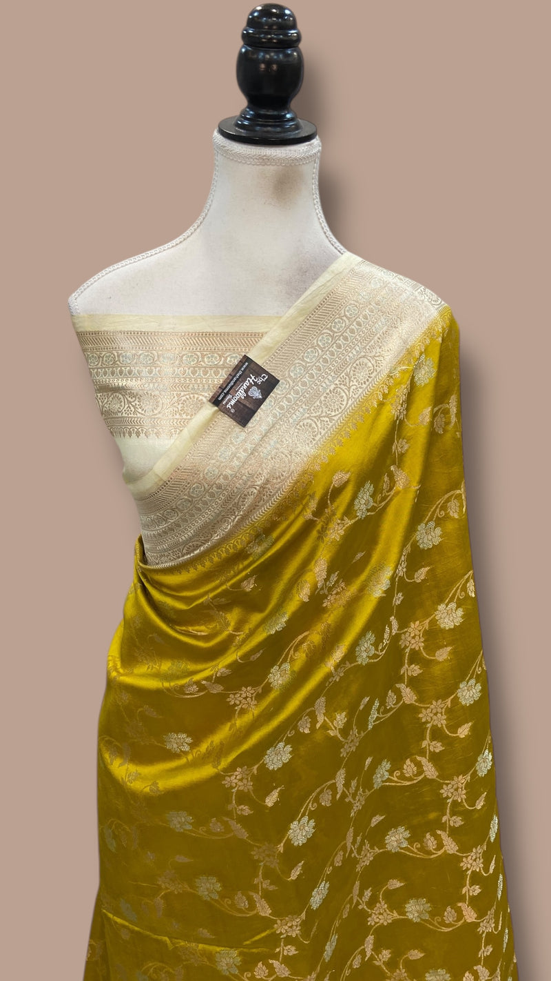 Pure Mango Silk Banarasi Handloom Saree - The Handlooms