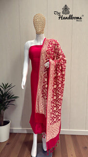 Chiniya Silk Suit With Khaddi Georgette Dupatta - The Handlooms