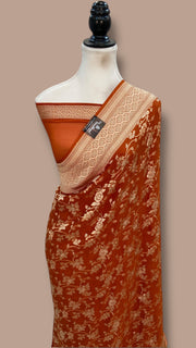 Khaddi Georgette Handloom Banarasi Saree - The Handlooms