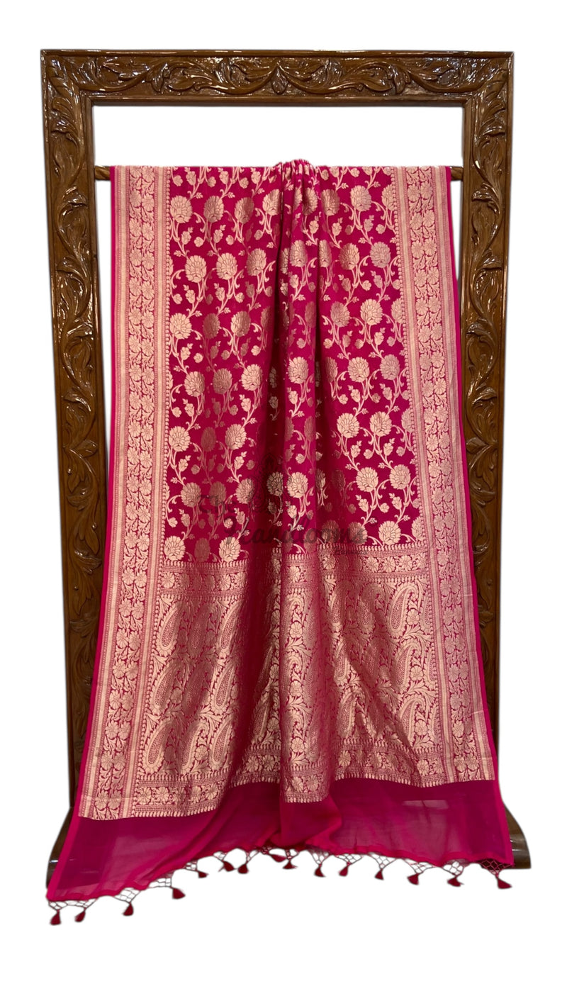 Khaddi Georgette Handloom Banarasi Saree - Water Zari - The Handlooms