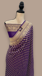 Pure Khaddi Georgette Banarasi Saree -  Gold zari - The Handlooms