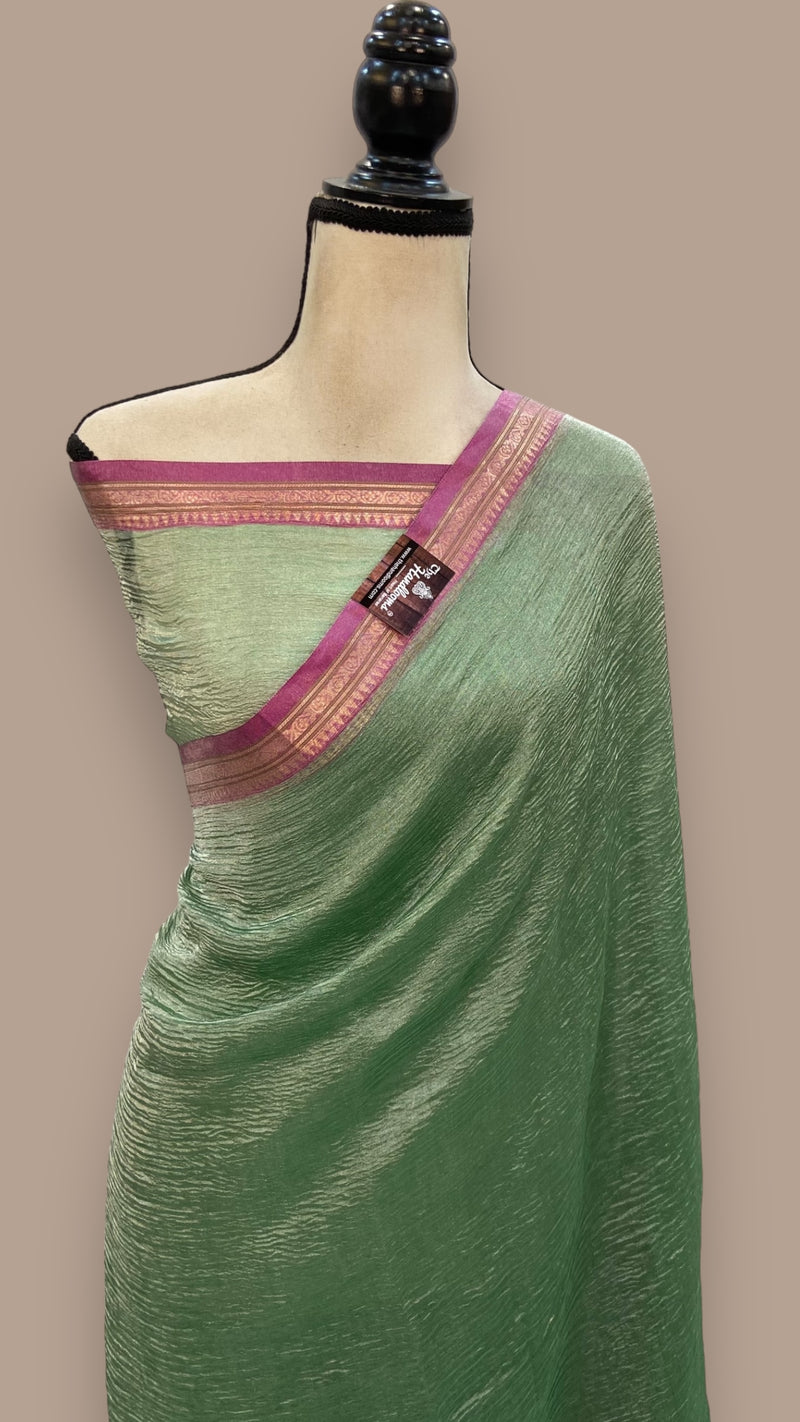 Pure Kora Tissue Crush Handloom Banarasi Saree - The Handlooms