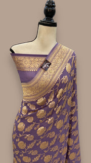 Khaddi Georgette Banarasi Saree - Gold zari - The Handlooms