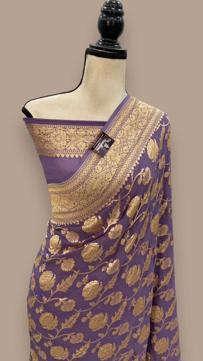 Khaddi Georgette Banarasi Saree - Gold zari - The Handlooms