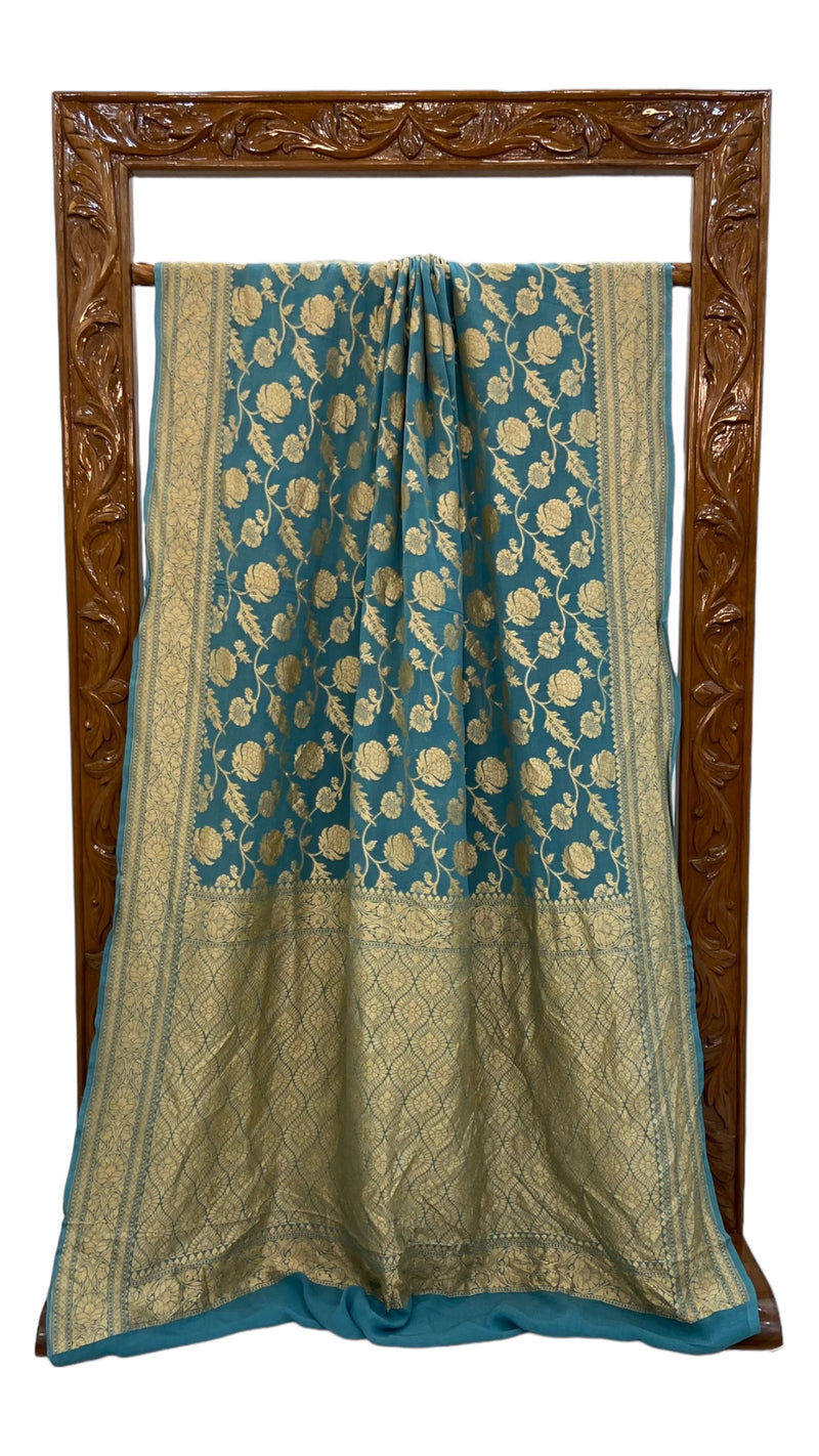 Khaddi Georgette Banarasi Saree - Gold zari - The Handlooms
