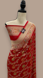 Khaddi Georgette Handloom Banarasi Saree - The Handlooms