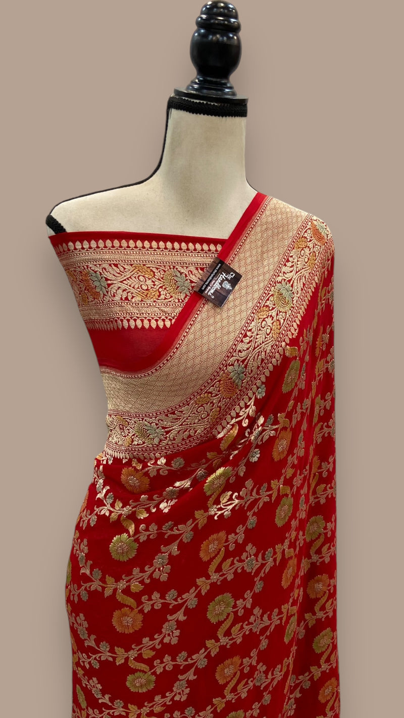 Khaddi Georgette Handloom Banarasi Saree - The Handlooms