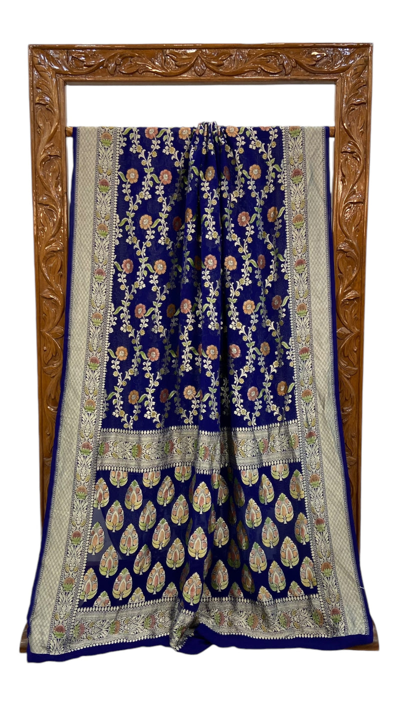 Khaddi Georgette Handloom Banarasi Saree - The Handlooms
