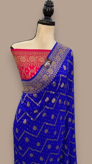 Khaddi Crepe Georgette Banarasi Saree -  Antique zari - The Handlooms