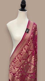 Pure Georgette Banarasi Bandhej Handloom Dupatta - The Handlooms