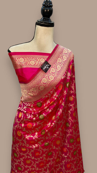 Pure Katan Silk Banarasi Handloom Saree - All over Jaal work - With Meenakari