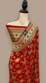 Pure Georgette Banarasi Handloom Saree - with meenakari work - The Handlooms