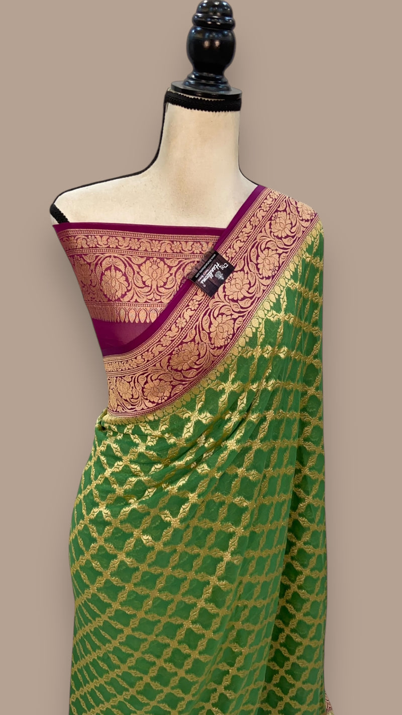 Pure Khaddi Georgette Banarasi Saree -  Gold zari - The Handlooms