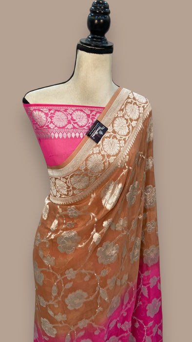 Khaddi Georgette Handloom Banarasi Saree