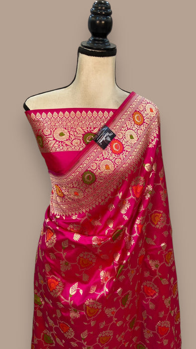 Pure Katan Silk Banarasi Handloom Saree - All over Jaal work - With Meenakari