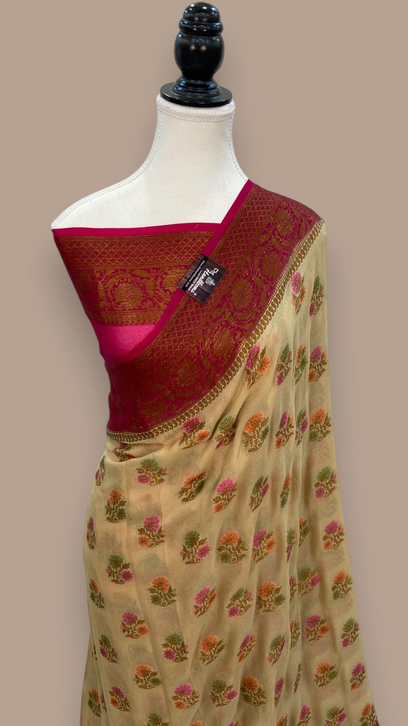 Pure Chiffon Khaddi Banarasi Saree - The Handlooms