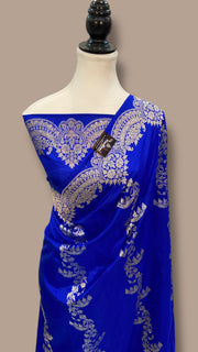 Pure Katan Silk Banarasi Handloom Saree - All over soona roopa  Kadua stripe - The Handlooms