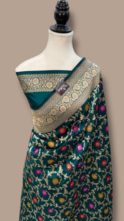 Pure Katan Silk Banarasi Handloom Saree - All over Jaal Work With Meenakari - The Handlooms