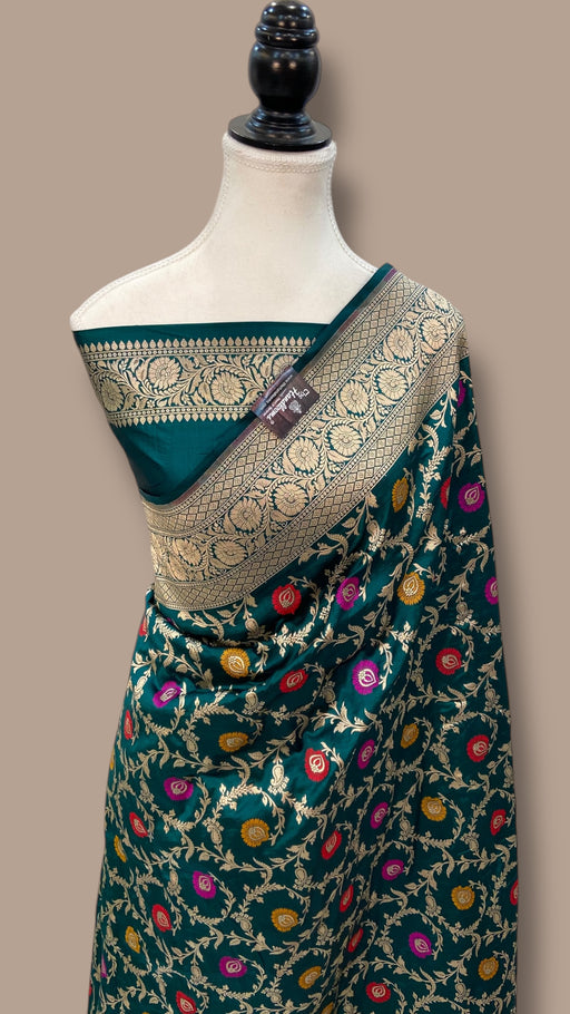 Pure Katan Silk Banarasi Handloom Saree - All over Jaal Work With Meenakari - The Handlooms