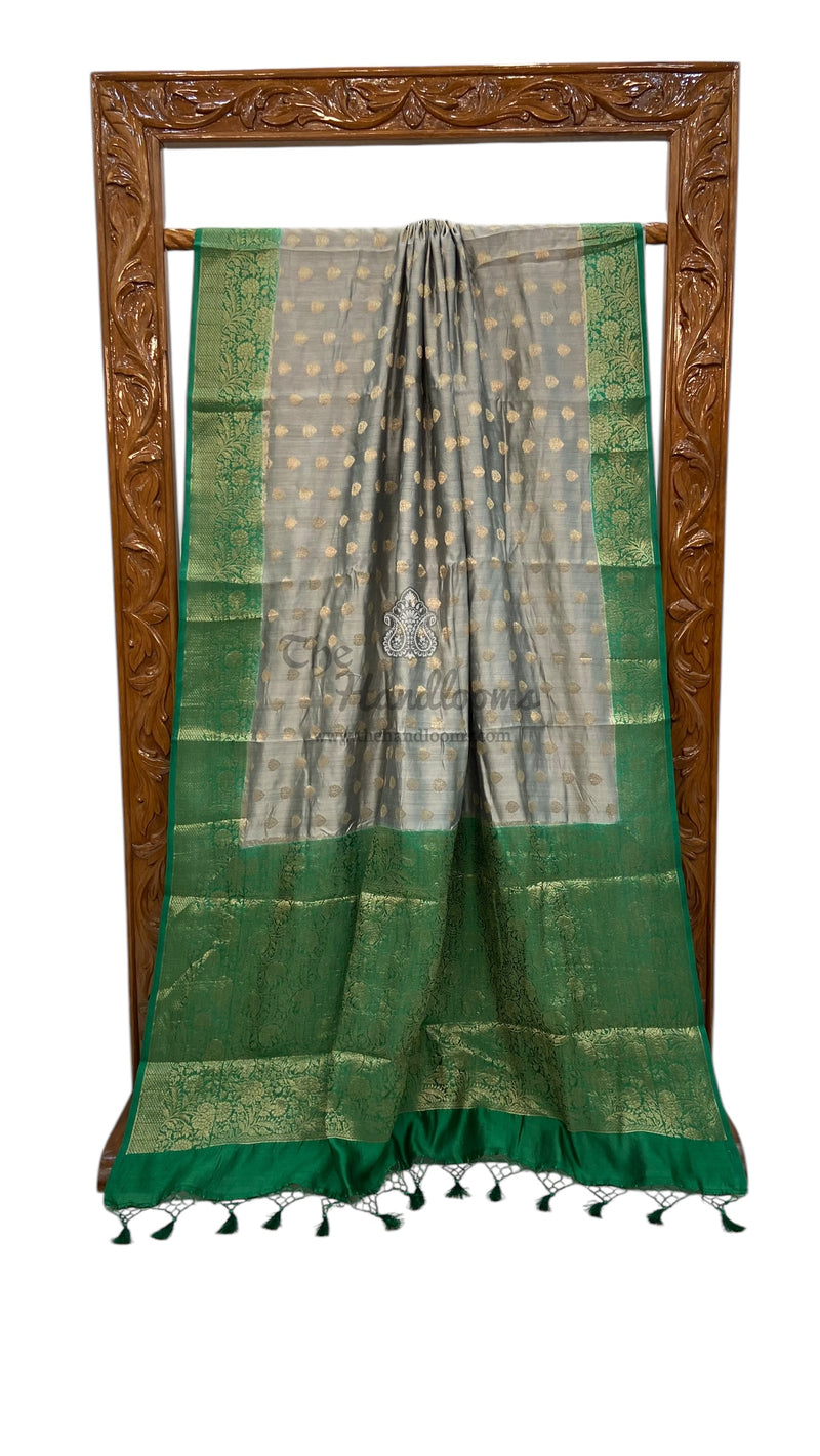 Pure Raw Chiniya Silk Handloom Banarasi Saree - The Handlooms