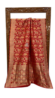 Pure Katan Silk Banarasi Handloom Saree - All over Jaal Work With Meenakari - The Handlooms