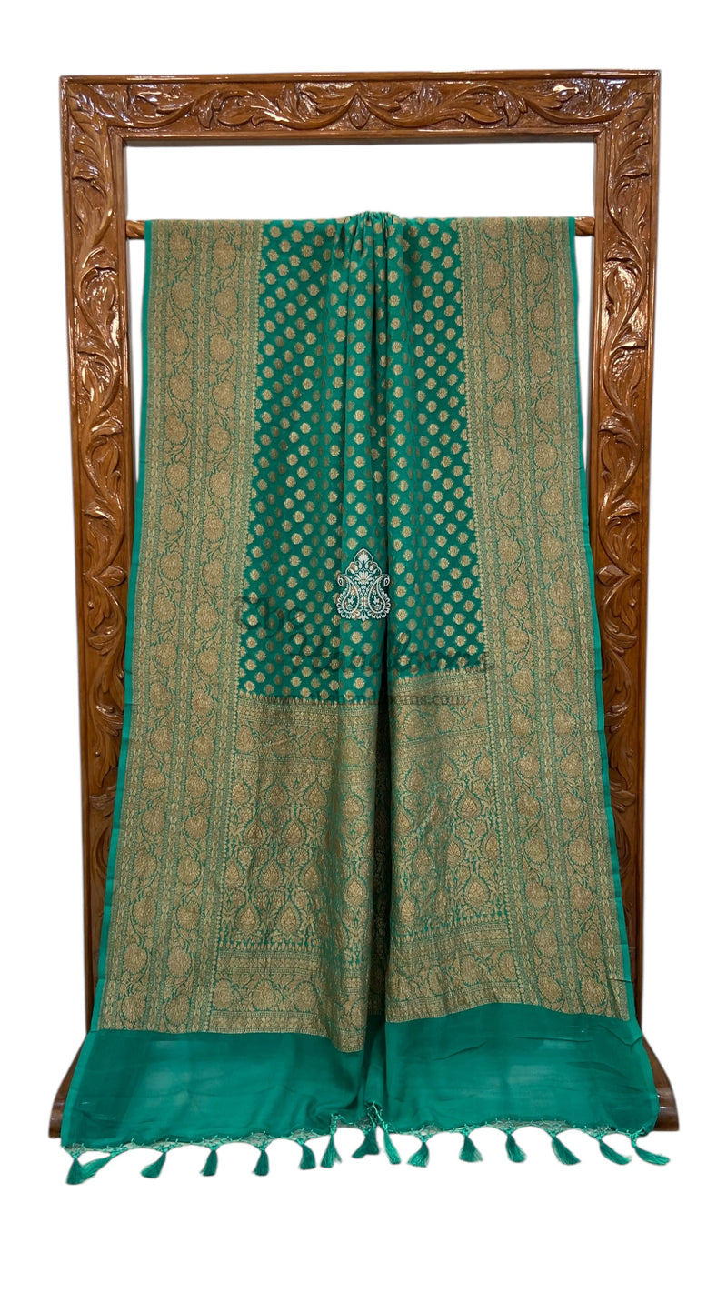 Khaddi Georgette Handloom Banarasi Saree -  Antique zari - The Handlooms