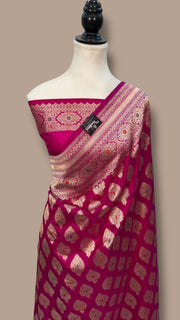 Pure Katan Silk Banarasi Handloom Saree - All over Jaal Work With Meenakari - The Handlooms