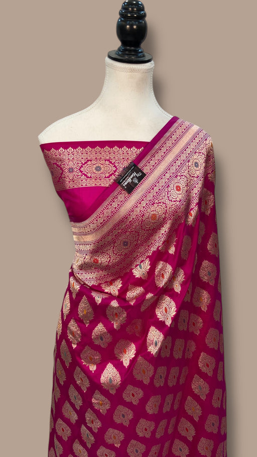 Pure Katan Silk Banarasi Handloom Saree - All over Jaal Work With Meenakari - The Handlooms