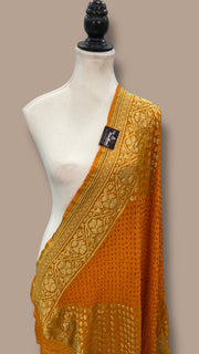 Pure Georgette Banarasi Bandhej Handloom Dupatta - The Handlooms
