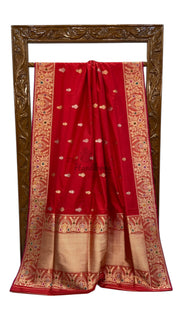 Pure Katan Silk Banarasi Handloom Saree - All over Sona Roopa Kadua motifs - The Handlooms