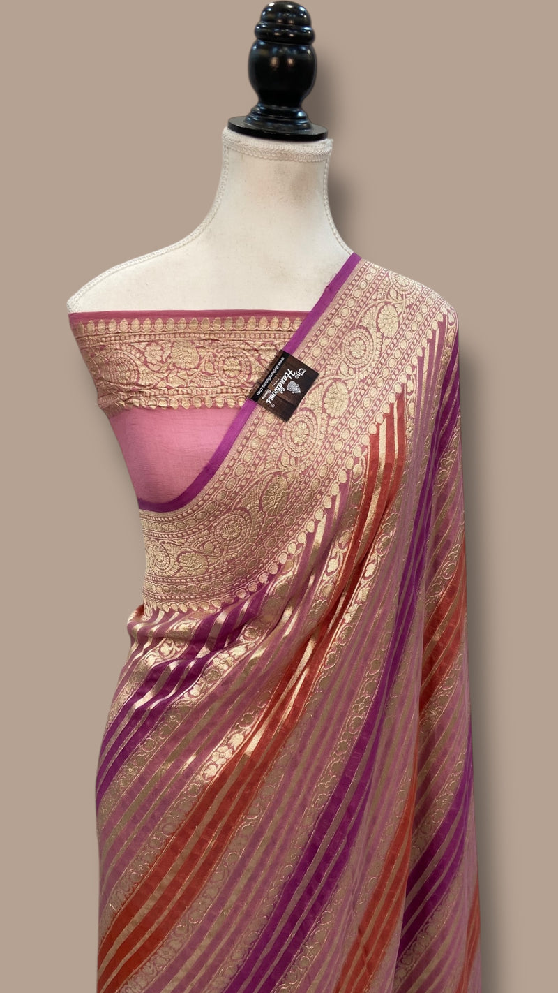 Khaddi Georgette Handloom Banarasi Saree - The Handlooms