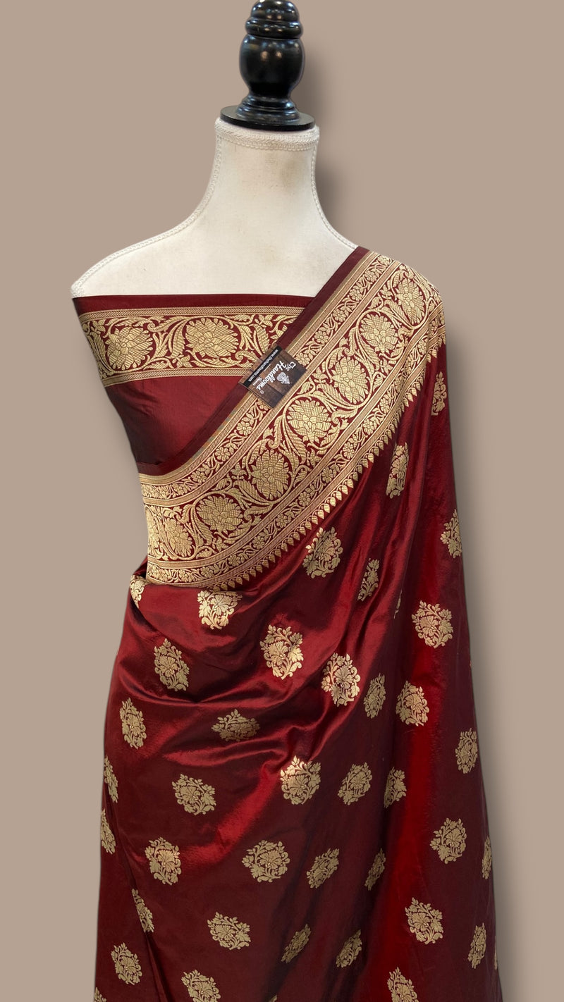 Pure Katan Silk Banarasi Handloom Saree - All Over Jaal Work - The Handlooms