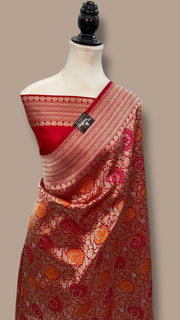 Regal Pure Katan Silk Banarasi Saree – Handwoven Tanchui Brocade - The Handlooms