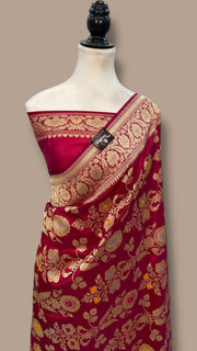 Pure Katan Silk Banarasi Handloom Saree - All over kadiyal Jaal work - The Handlooms