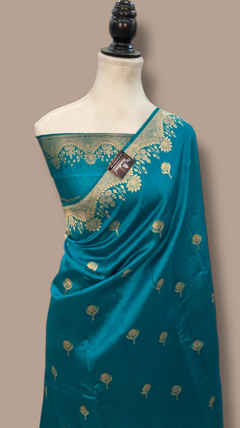 Pure Katan Silk Banarasi Handloom Saree - All over Kadua motifs - The Handlooms