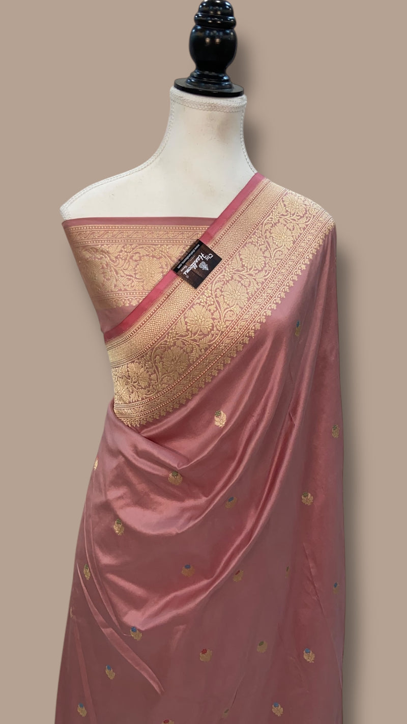 Pure Katan Silk Banarasi Handloom Saree - All over Kadua motifs With Meenakari - The Handlooms