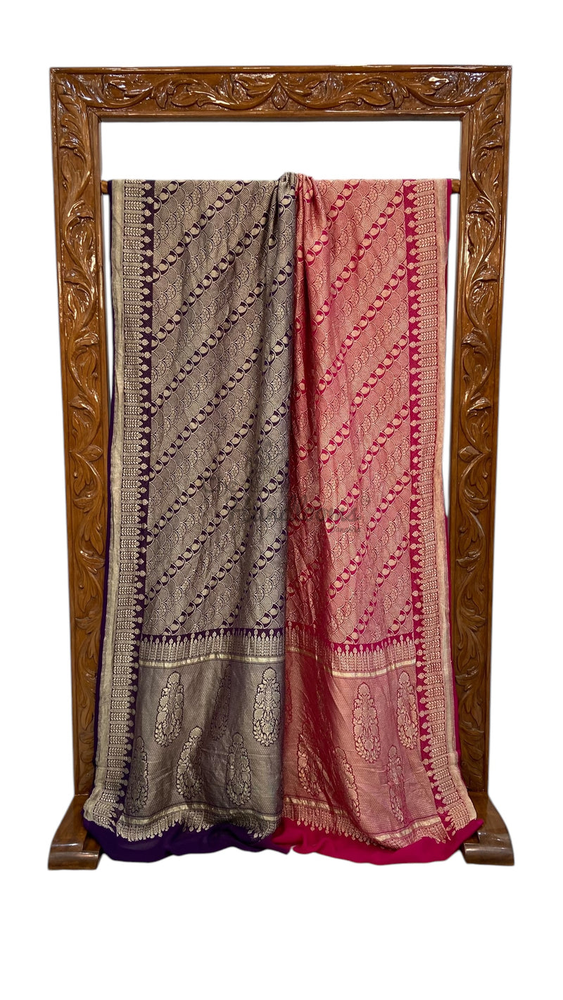 Khaddi Georgette Handloom Banarasi Saree - Tanchui Brocade - The Handlooms