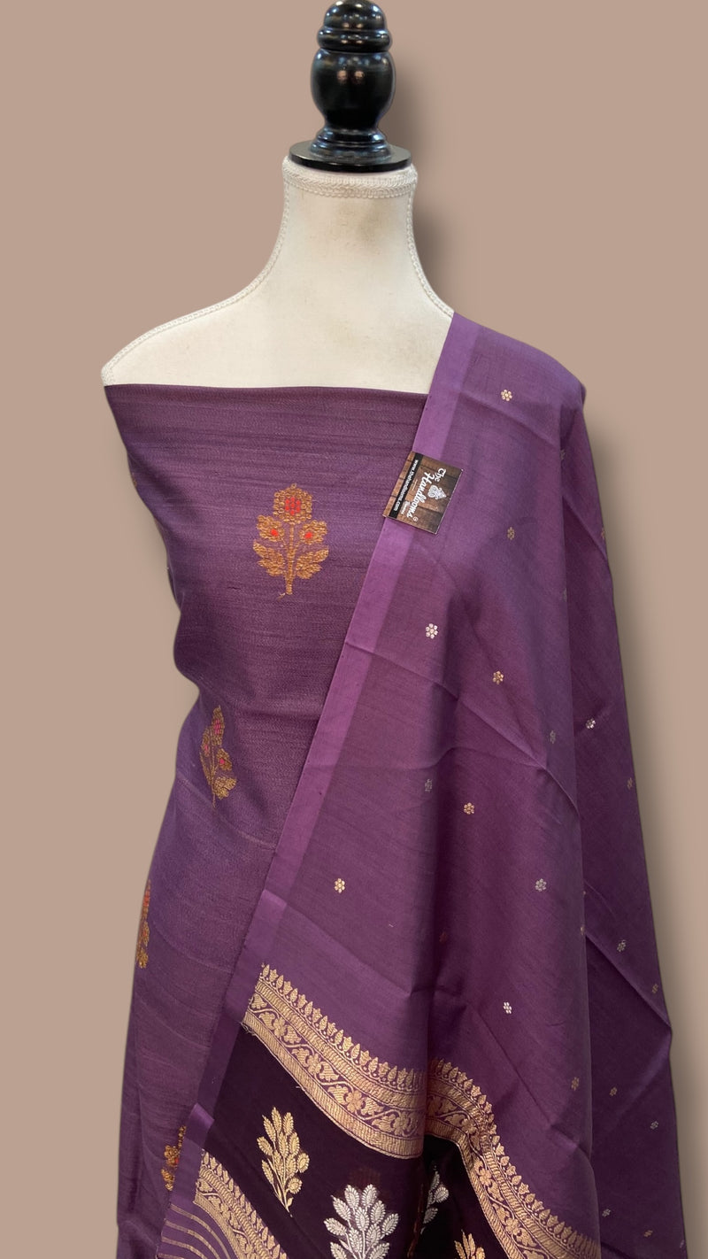 Pure Tusse Silk Banarasi Handloom Dress material - All Over Kadua Boota With Silk Dupatta - The Handlooms