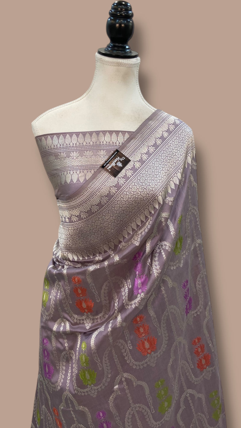Ektara Pure Katan Silk Banarasi Handloom Saree - All over kadiyal Jaal work - The Handlooms