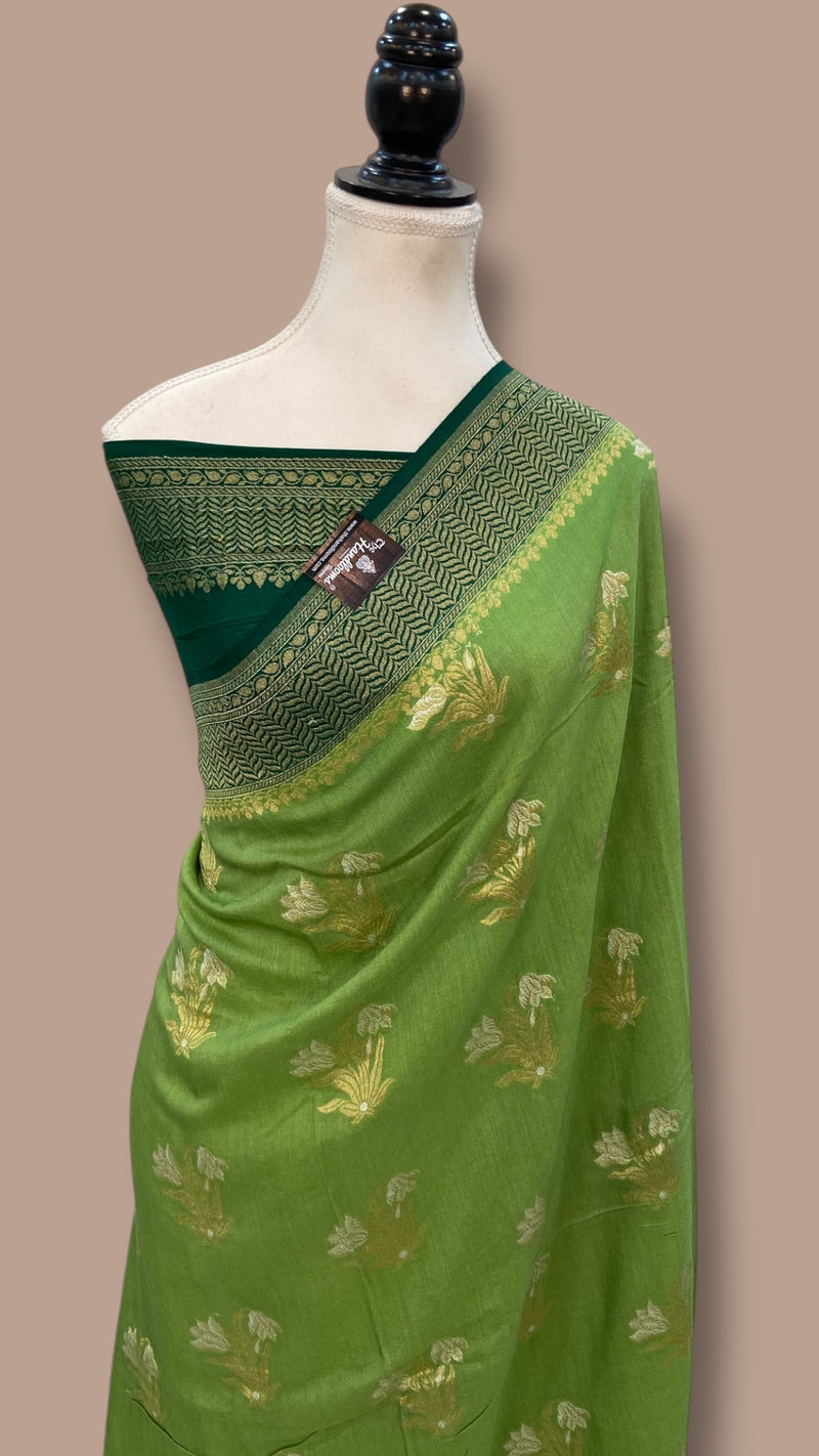 Moonga Georgette Handloom Banarasi Saree - The Handlooms