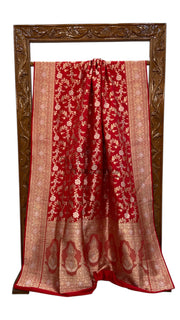 Pure Katan Silk Banarasi Handloom Saree - All Over Sona Roopa Jaal Work - The Handlooms