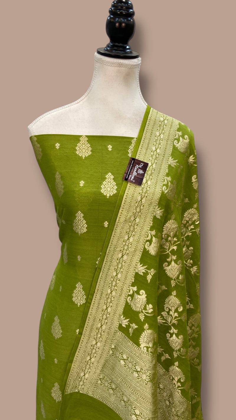 Pure Moonga Georgette Banarasi Dress material - The Handlooms