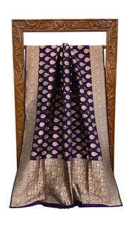 Royal Purple Pure Katan Silk Banarasi Handloom Saree - All over jaal work - The Handlooms
