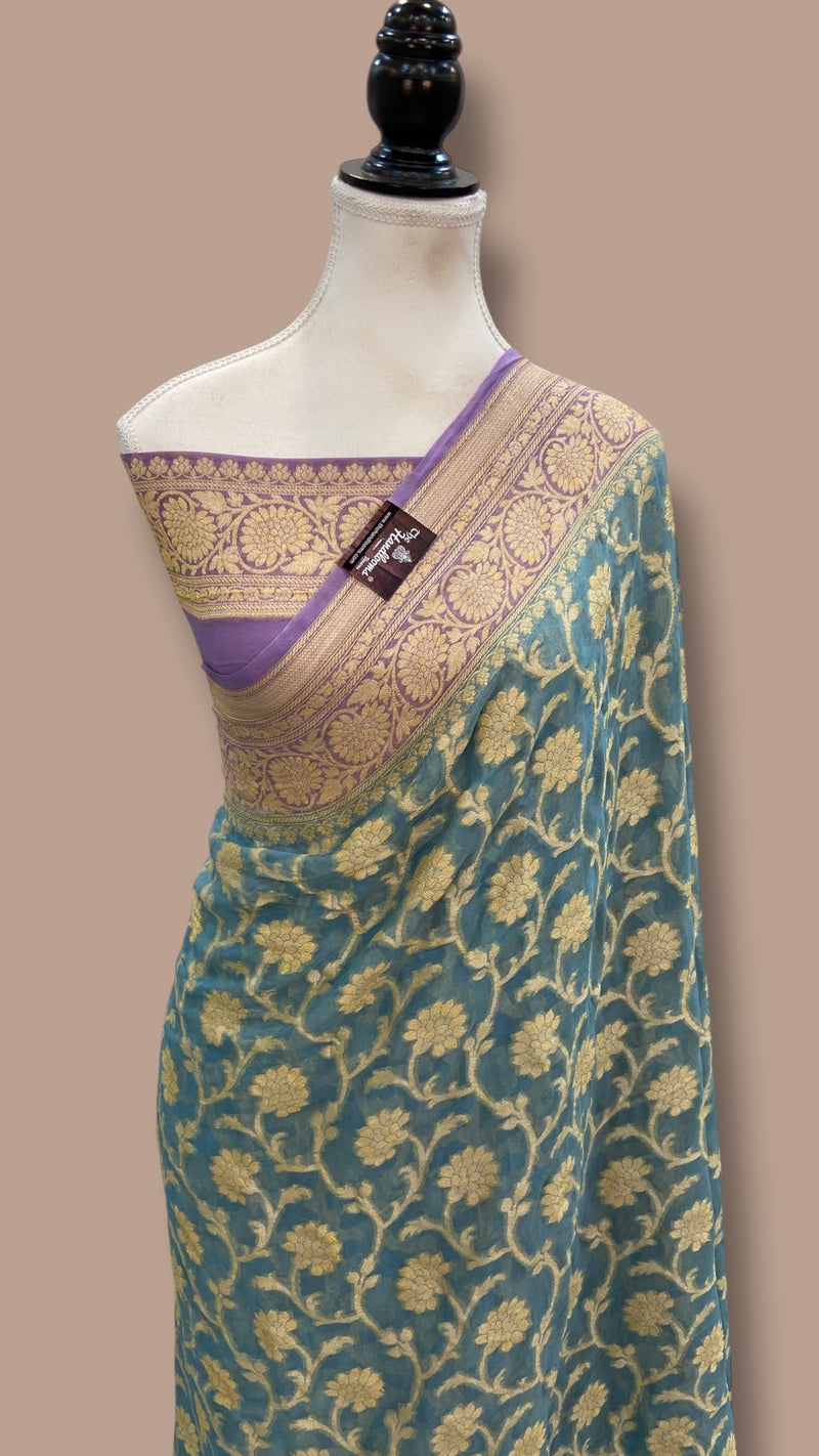 Pure Chiffon Khaddi Banarasi Saree - The Handlooms