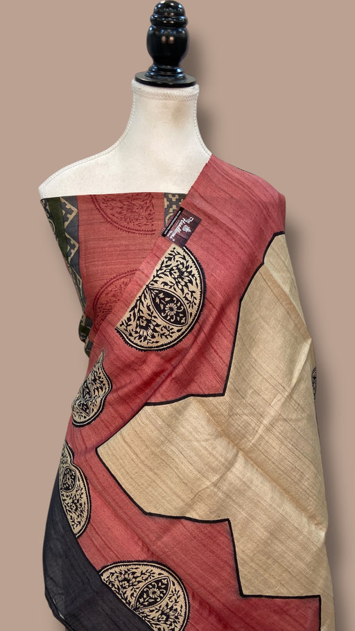 Pure Tussar Silk Banarasi Dress material - The Handlooms