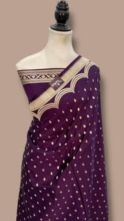 Pure Satan Silk Banarasi Handloom Saree - All over Motifs Work - The Handlooms