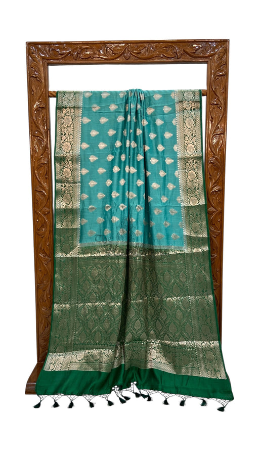 Pure Dupion Silk Banarasi Saree - Gold Zari - The Handlooms