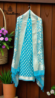 Khaddi Georgette Handloom Banarasi Dress Material - The Handlooms