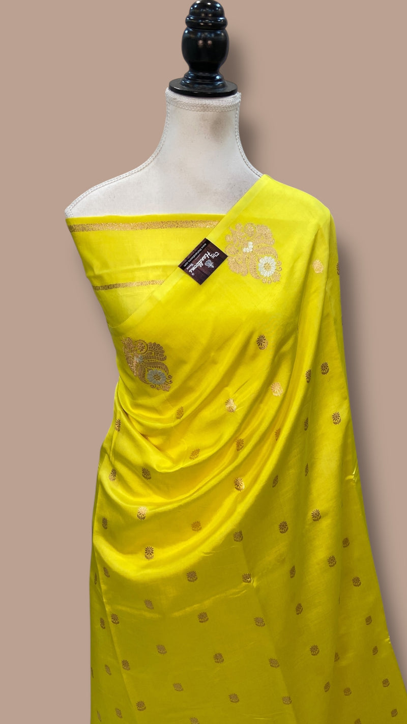 Pure Katan Silk Banarasi Handloom Saree - All over Kadua motifs - The Handlooms